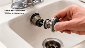 Montaż korka klik klak w umywalce nablatowej