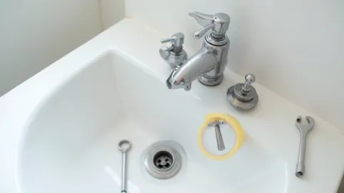 montaż syfonu umywalki z korkiem automatycznym