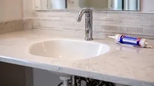 Montaż umywalki nablatowej z baterią