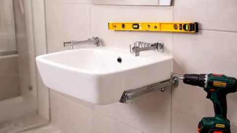 montaż umywalki wiszącej