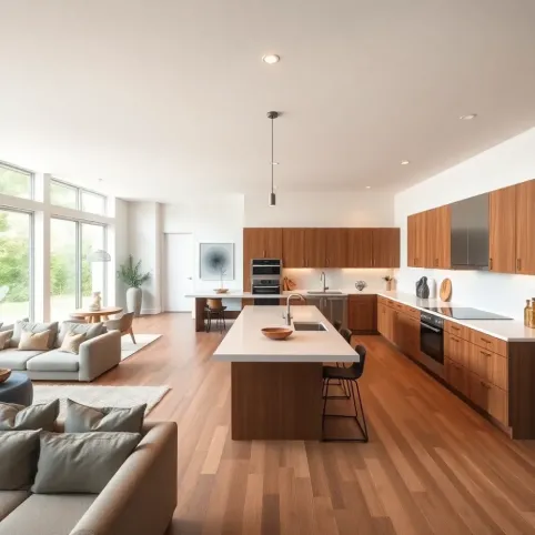 Nowoczesna kuchnia otwarta na salon