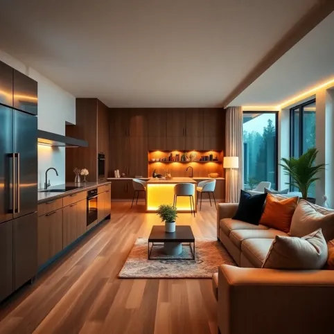 Nowoczesna kuchnia z salonem