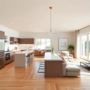 Nowoczesna kuchnia z wyspą otwarta na salon