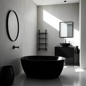Nowoczesna łazienka z czarnymi dodatkami