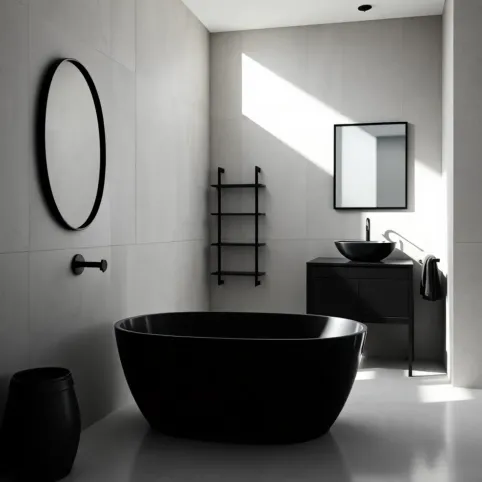 Nowoczesna łazienka z czarnymi dodatkami