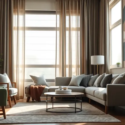 Nowoczesne dekoracje okien w salonie