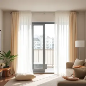 Nowoczesne firany do salonu z balkonem