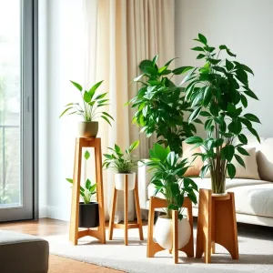 Nowoczesne kwietniki do salonu drewniane