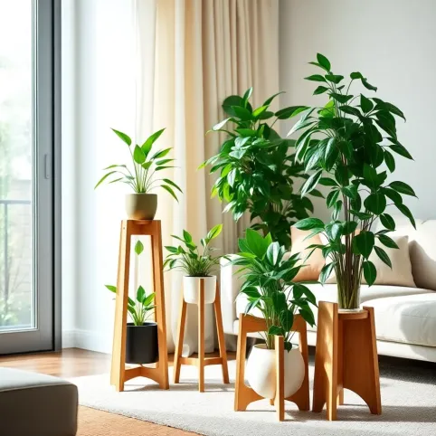 Nowoczesne kwietniki do salonu drewniane
