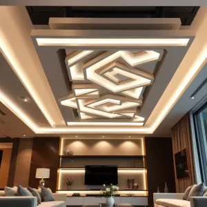 Nowoczesne sufity podwieszane w salonie