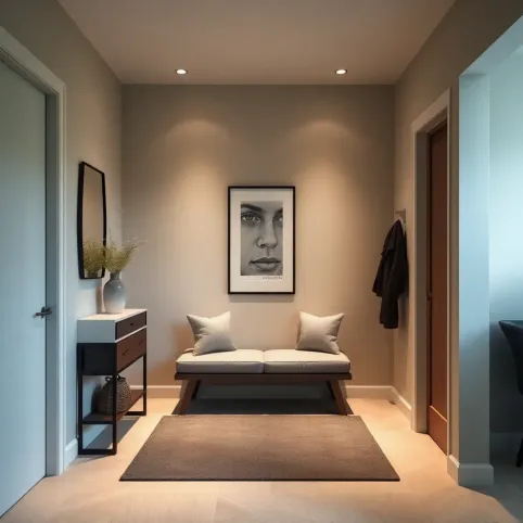 Nowoczesny przedpokój z siedziskiem