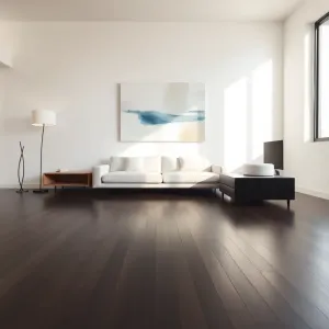 Nowoczesny salon z ciemną podłogą