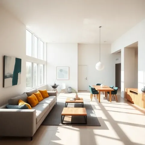 Nowoczesny salon z jadalnią aranżacje