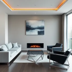 Nowoczesny salon z kominkiem