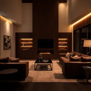 Nowoczesny salon z meblami wenge