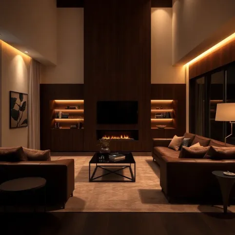 Nowoczesny salon z meblami wenge