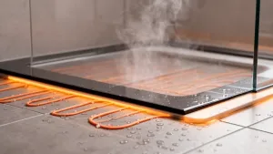 Ogrzewanie podłogowe pod prysznicem z brodzikiem