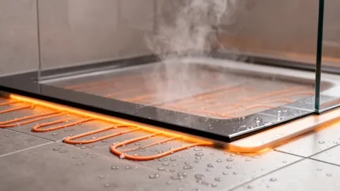 Ogrzewanie podłogowe pod prysznicem z brodzikiem