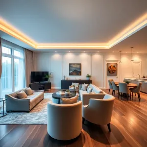 Oświetlenie w salonie z jadalnią