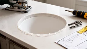 otwór w blacie pod umywalkę