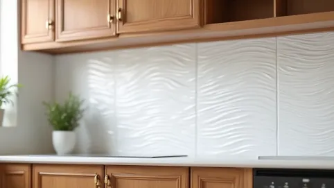 panele pcv między szafkami kuchennymi