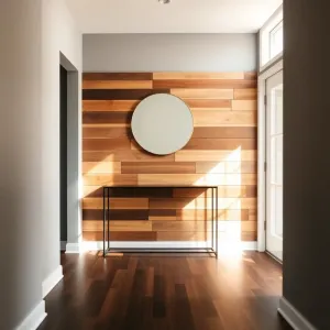 Panele podłogowe na ścianie w przedpokoju