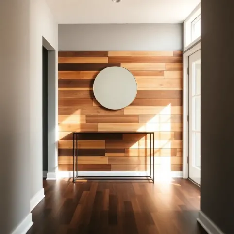 Panele podłogowe na ścianie w przedpokoju