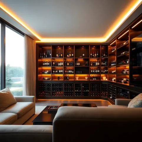 Piwniczka na wino w salonie