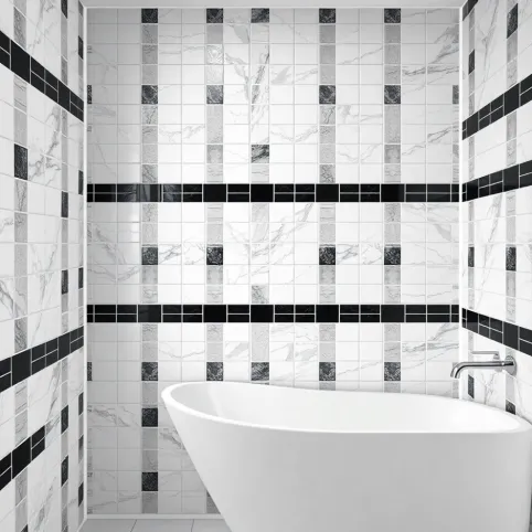 płytki białoczarne do łazienki