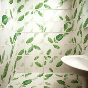 Płytki do łazienki zielone liście