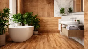 płytki łazienkowe drewnopodobne aranżacje