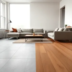 Płytki w salonie czy panele