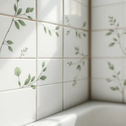 Płytki z motywem roślinnym do łazienki