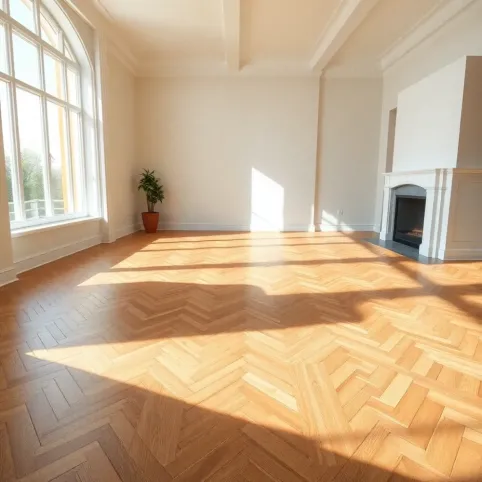 Podłoga w jodełkę w salonie