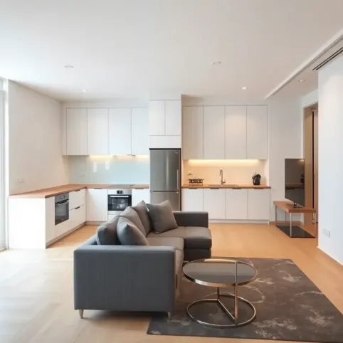 Połączenie kuchni z salonem w bloku