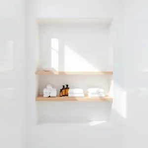 Półki w ścianie łazienka