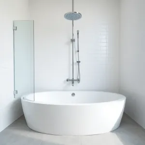 Półokrągła wanna z prysznicem