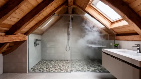 Projekty łazienki na poddaszu z prysznicem