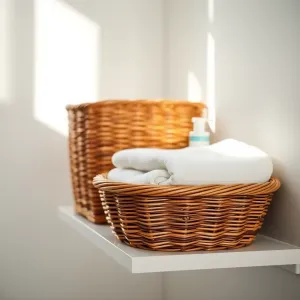 Regał do łazienki z koszykami