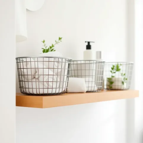 Regał z koszykami do łazienki
