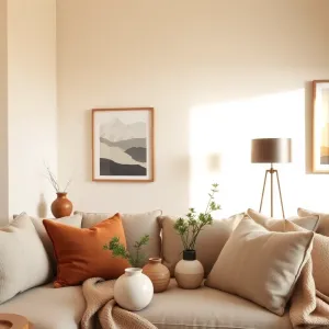 Salon beżowo brązowy jakie dodatki