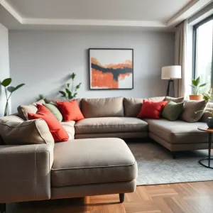 Salon szarą kanapa inspiracje