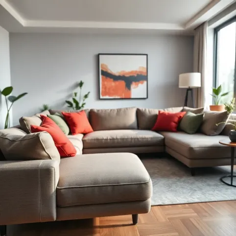 Salon szarą kanapa inspiracje