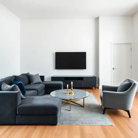 Salon szary z granatem