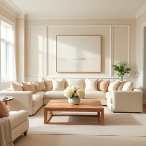 Salon w beżach i bieli
