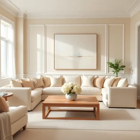 Salon w beżach i bieli