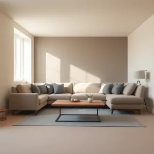 Salon w beżach i szarościach