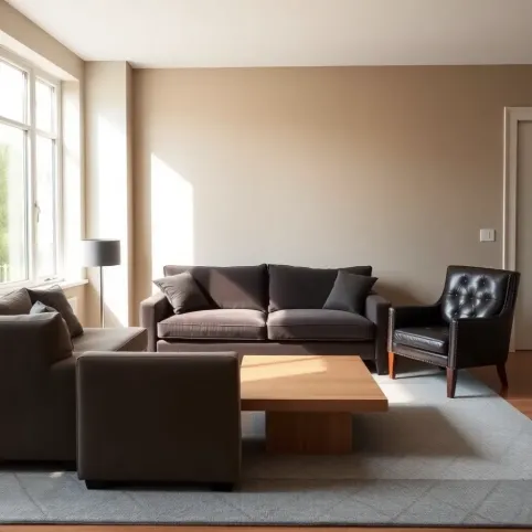 Salon w brązie i szarości