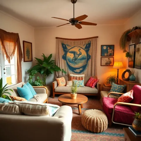 Salon w stylu boho inspiracje