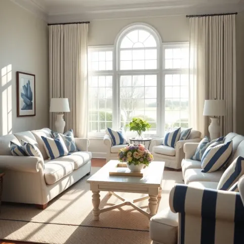 Salon w stylu hampton aranżacje